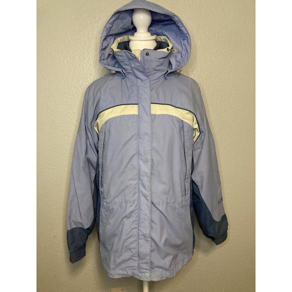 Columbia Interchange Jacket Womens S Ski Snow Zip In Fleece Liner Blue Hood 90s